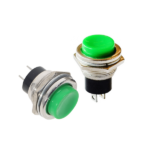 Round Press button Switch On/Off 16mm 2Pin Green (Momentary)