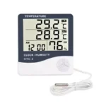 HTC  2 Digital Thermometer Hygrometer Clock Calendar with Sensor Probe