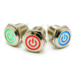 Metal Switch On/Off Waterproof with LED Ring 16mm ( Self Locking )