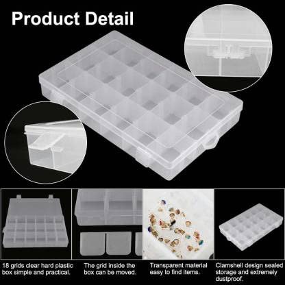 Plastic Box 18 grid Slots Clear